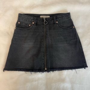 Free People black denim zipper skirt